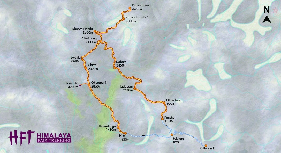khayer lake trek map